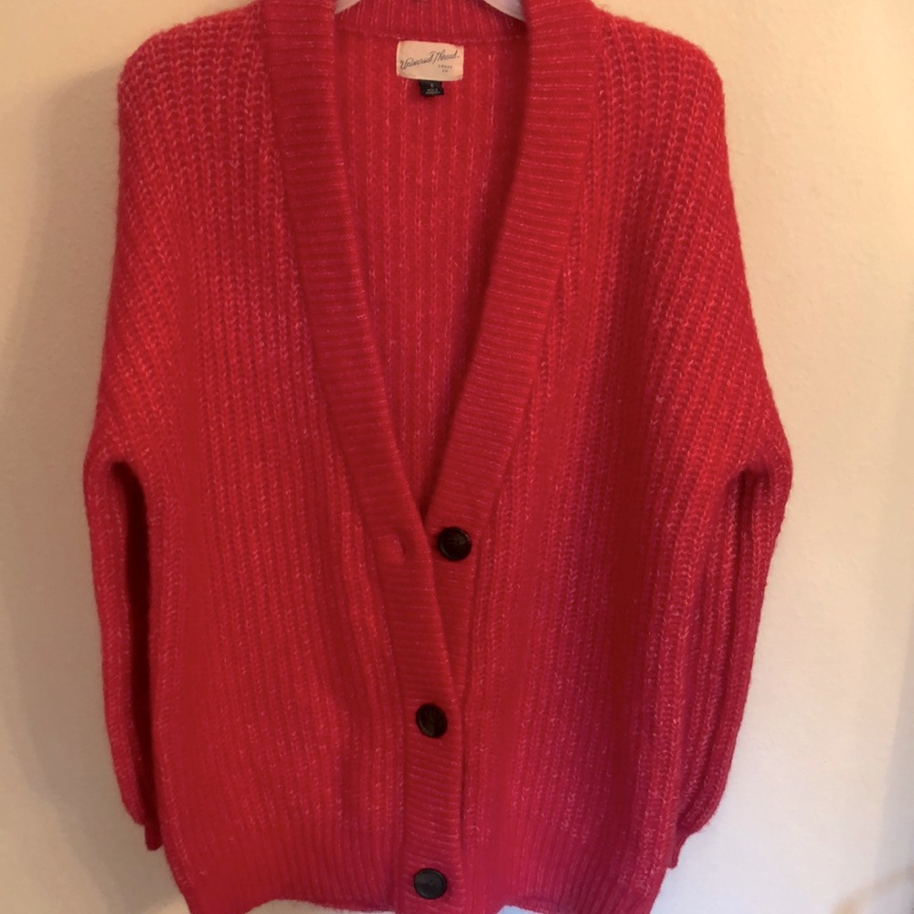 NWOT- Oversized Knit Reddish Pink Cardigan